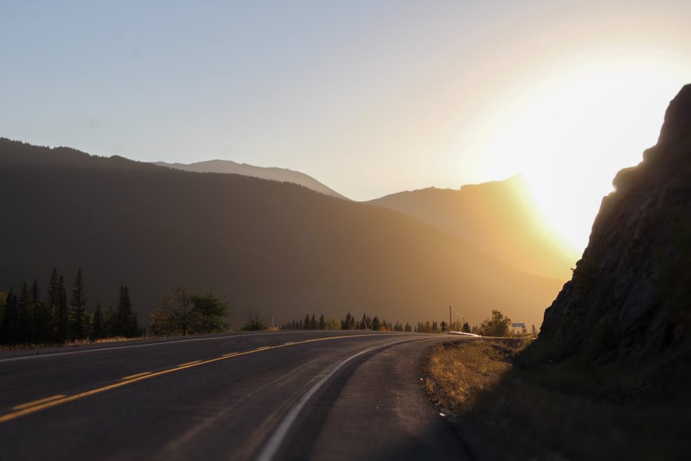 Sunset over the mountains at the edge of the Foothills